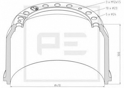 PE AUTOMOTIVE 03640300a -  Тормозной барабан